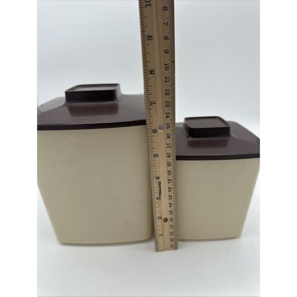Vintage Nesting Canister Plastic Brown Tan Tea And Sugar 1970’s - Picture 3 of 6